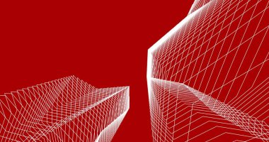 Mimari sanat konseptinde soyut çizgiler, minimum geometrik şekiller. 