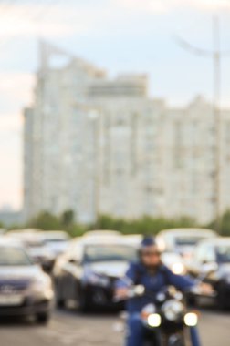 Bulanık şehir. Renkli soyut arkaplan