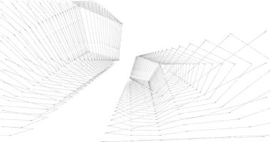 Mimari sanat konseptinde soyut çizgiler, minimum geometrik şekiller. 