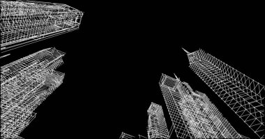 Mimari sanat konseptinde soyut çizgiler, minimum geometrik şekiller. 