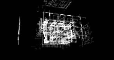 Mimari sanat konseptinde soyut çizgiler, minimum geometrik şekiller. 