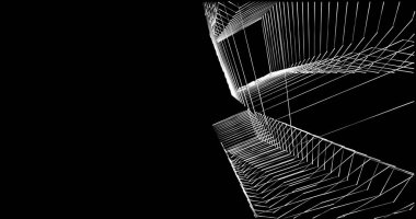 Mimari sanat konseptinde soyut çizgiler, minimum geometrik şekiller. 