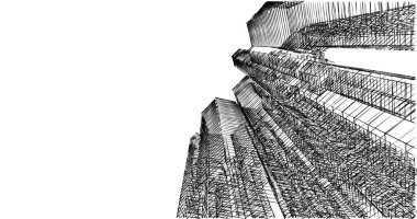 Arkaplanda mimari bina 3d illüstrasyon