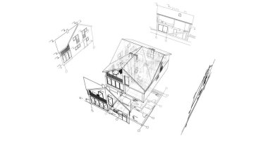 Mimari sanat konseptinde soyut çizgiler, minimum geometrik şekiller. 