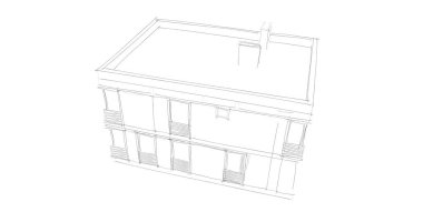 Arkaplanda mimari bina 3d illüstrasyon