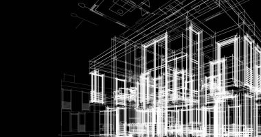 Mimari sanat konseptinde soyut çizgiler, minimum geometrik şekiller. 