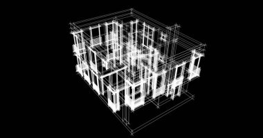 Mimari sanat konseptinde soyut çizgiler, minimum geometrik şekiller. 