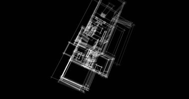 Arkaplanda mimari bina 3d illüstrasyon
