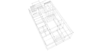 Arkaplanda mimari bina 3d illüstrasyon