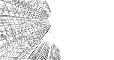 Mimari sanat konseptinde soyut çizgiler, minimum geometrik şekiller. 