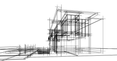 Arkaplanda mimari bina 3d illüstrasyon