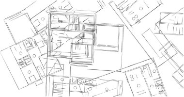 Mimari sanat konseptinde soyut çizgiler, minimum geometrik şekiller. 