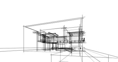 Arkaplanda mimari bina 3d illüstrasyon