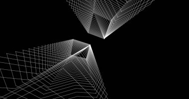 Mimari sanat konseptinde soyut çizgiler, minimum geometrik şekiller. 