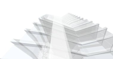 Mimari sanat konseptinde soyut çizgiler, minimum geometrik şekiller. 