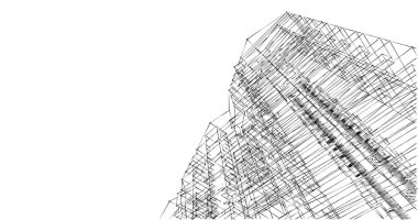 Arkaplanda mimari bina 3d illüstrasyon,