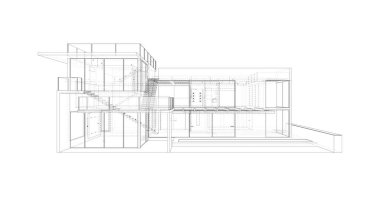 Arkaplanda mimari bina 3d illüstrasyon