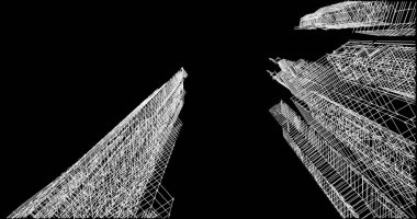 Mimari sanat konseptinde soyut çizgiler, minimum geometrik şekiller. 