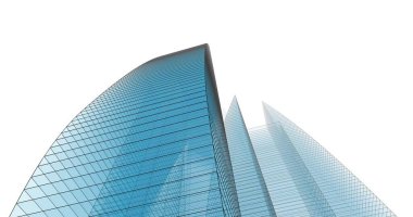 Arkaplanda mimari bina 3d illüstrasyon