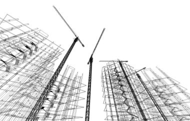 Mimari sanat konseptinde soyut çizgiler, minimum geometrik şekiller. 