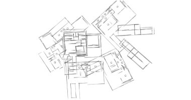 Mimari sanat konseptinde soyut çizgiler, minimum geometrik şekiller. 