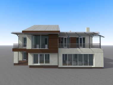 Arkaplanda mimari bina 3d illüstrasyon