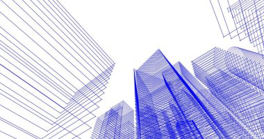 Arkaplanda mimari bina 3d illüstrasyon