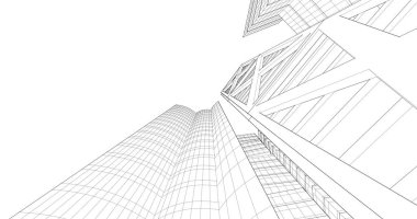 Arkaplanda mimari bina 3d illüstrasyon