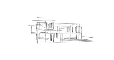 Mimari sanat konseptinde soyut çizgiler, minimum geometrik şekiller. 