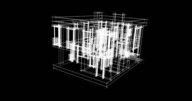 Mimari sanat konseptinde soyut çizgiler, minimum geometrik şekiller. 