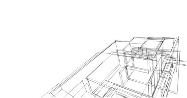 Arkaplanda mimari bina 3d illüstrasyon