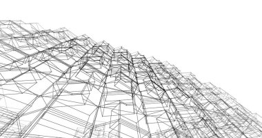 Mimari sanat konseptinde soyut çizgiler, minimum geometrik şekiller. 