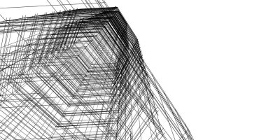 Arkaplanda mimari bina 3d illüstrasyon