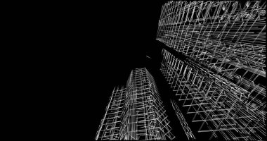 Mimari sanat konseptinde soyut çizgiler, minimum geometrik şekiller. 