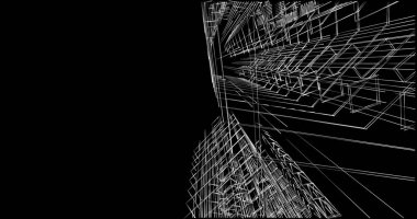 Mimari sanat konseptinde soyut çizgiler, minimum geometrik şekiller. 