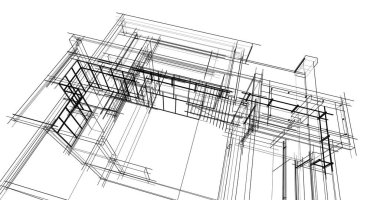 Arkaplanda mimari bina 3d illüstrasyon
