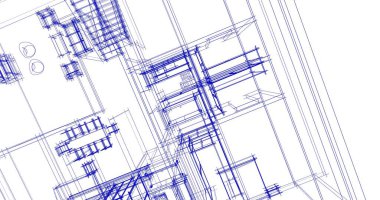 Mimari sanat konseptinde soyut çizgiler, minimum geometrik şekiller. 