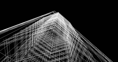 Arkaplanda mimari bina 3d illüstrasyon