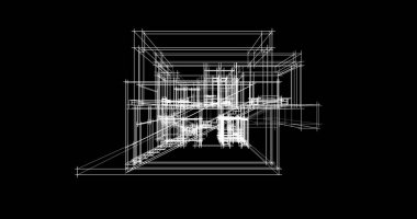 Arkaplanda mimari bina 3d illüstrasyon