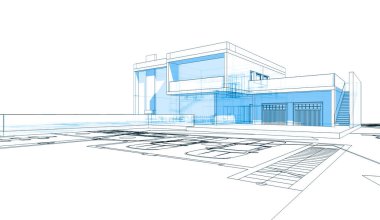 Mimari sanat konseptinde soyut çizgiler, minimum geometrik şekiller. 