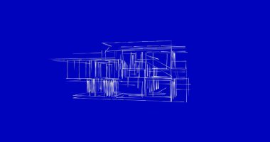 Arkaplanda mimari bina 3d illüstrasyon