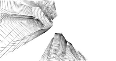 Mimari sanat konseptinde soyut çizgiler, minimum geometrik şekiller. 