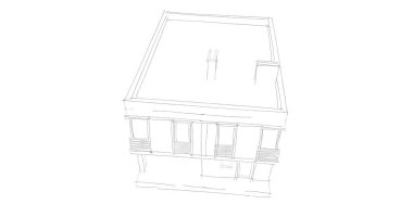 Arkaplanda mimari bina 3d illüstrasyon