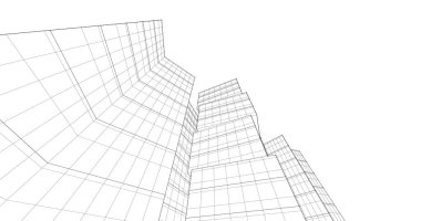 Arkaplanda mimari bina 3d illüstrasyon