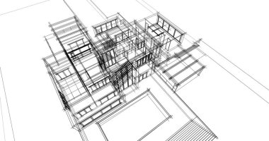 Mimari sanat konseptinde soyut çizgiler, minimum geometrik şekiller. 