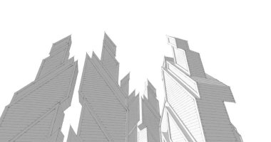 Mimari sanat konseptinde soyut çizgiler, minimum geometrik şekiller. 