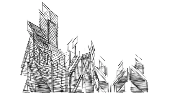 建筑墙纸设计 数字概念背景 — 图库照片