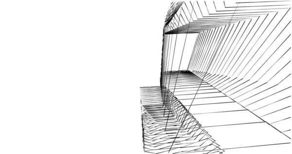 建筑艺术概念中的抽象绘图线 最小几何形状 — 图库照片