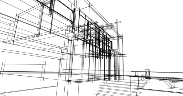 Linhas Abstratas Desenho Conceito Arte Arquitetônica Formas Geométricas Mínimas — Fotografia de Stock