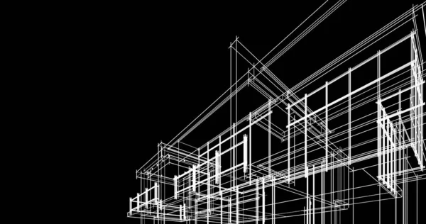 Projekt Geometrycznych Budynków Architektonicznych — Zdjęcie stockowe